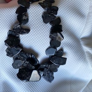 Black stone statement necklace